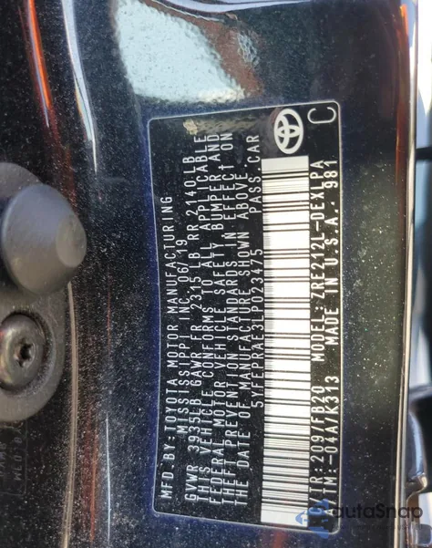 2020 Toyota Corolla Le из США, поврежденный, VIN 5YFEPRAE3LP023475